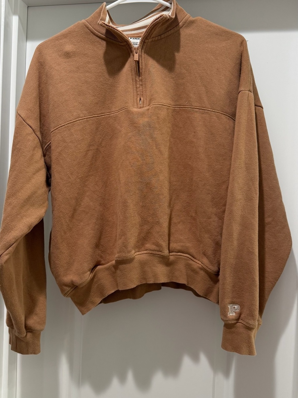 PINK (brand) Brown Quarter-Zip Sweatshirt | S